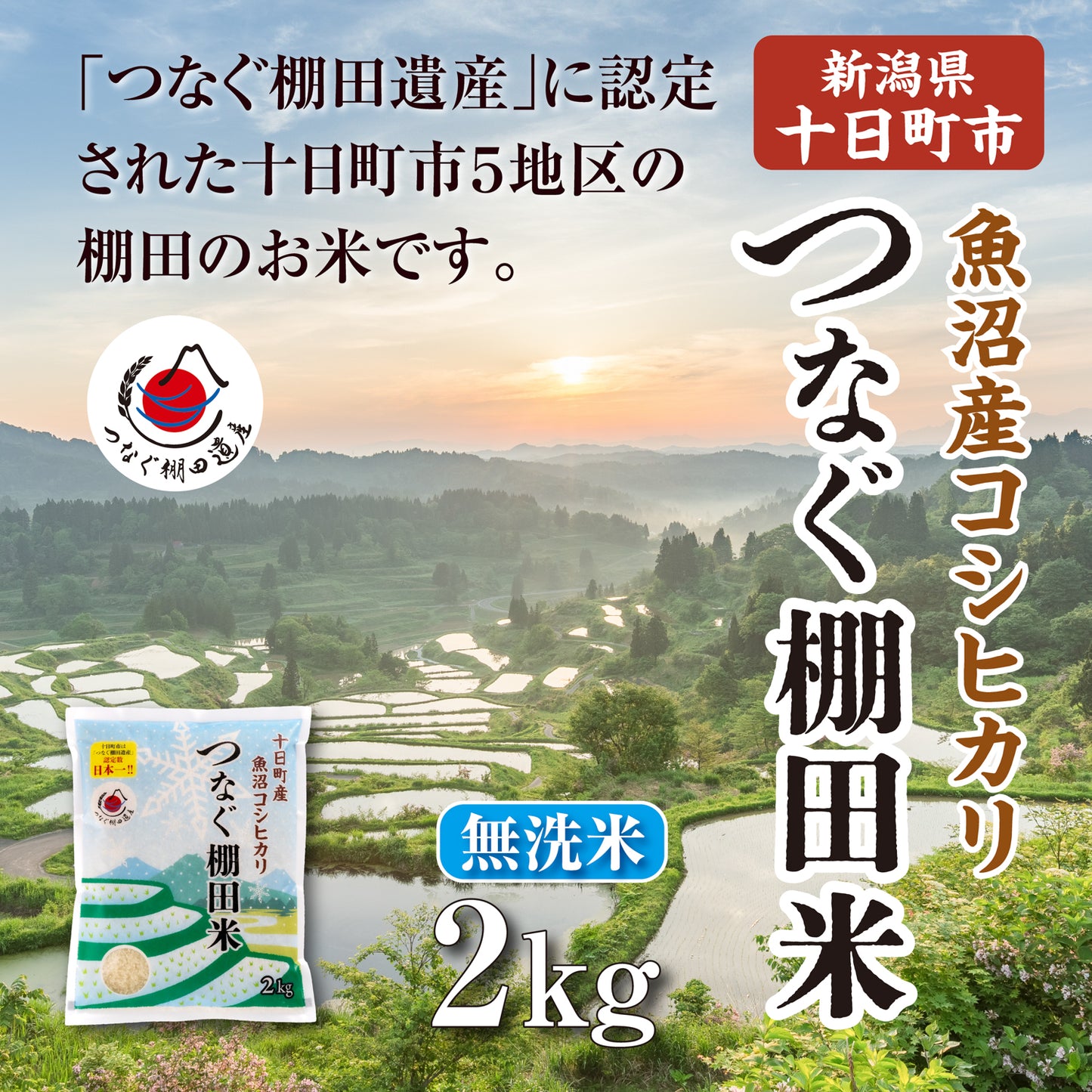 令和7年産つなぐ棚田米(無洗米)2kg|池谷・入山